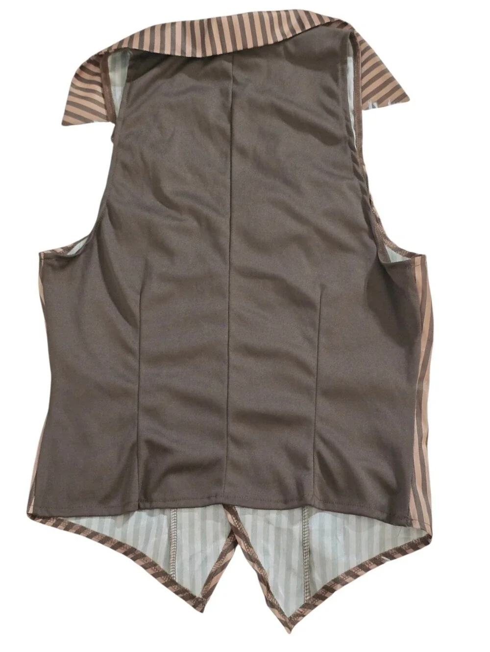 Steampunk Brown Striped Victorian Vest One Size Brass Buttons Cosplay Gothic
